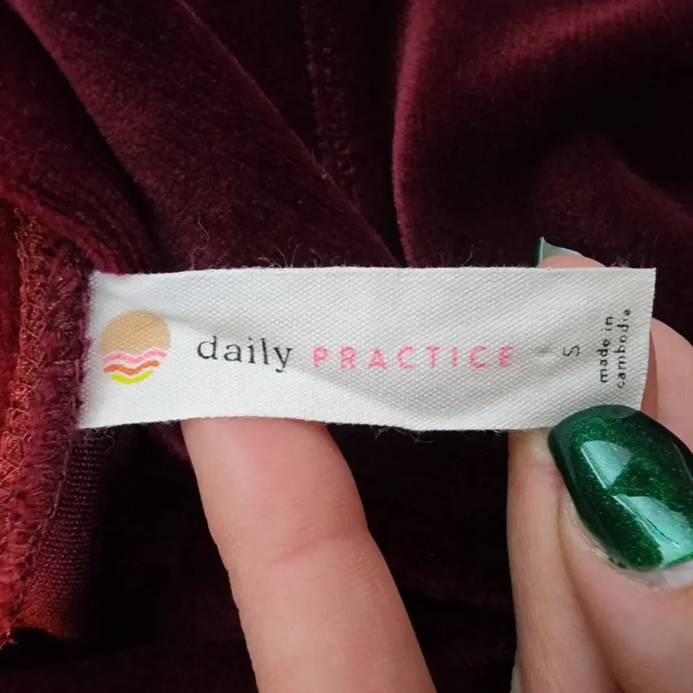 Anthropologie Daily Practice Side-Tie Velvet Pullover | Women's Small